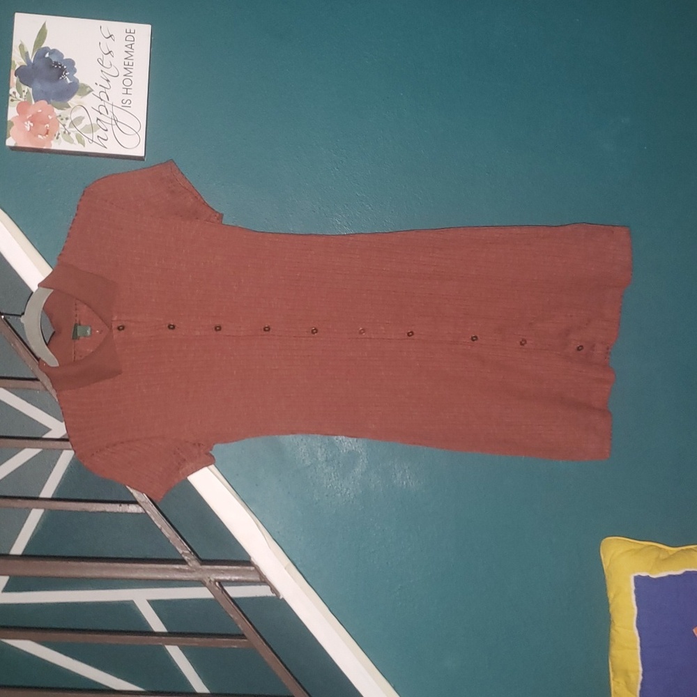 Brown Polo Style Shortsleeve Dress